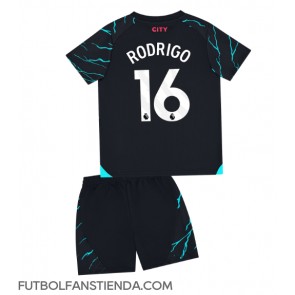 Manchester City Rodri Hernandez #16 Tercera Equipación Niños 2023-24 Manga Corta (+ Pantalones cortos)